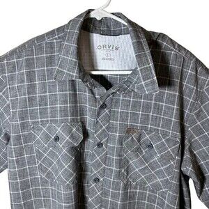 Orvis Mens Button Up Short Sleeve Shirt Size Large100%‎ polyester